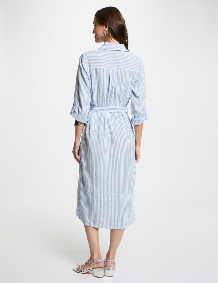 VESTIDO RECTO CON RAYAS AZUL - Imagen 2