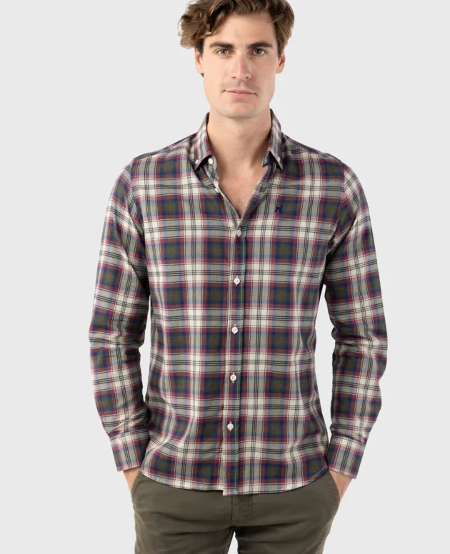CAMISA TARTÁN BURDEOS