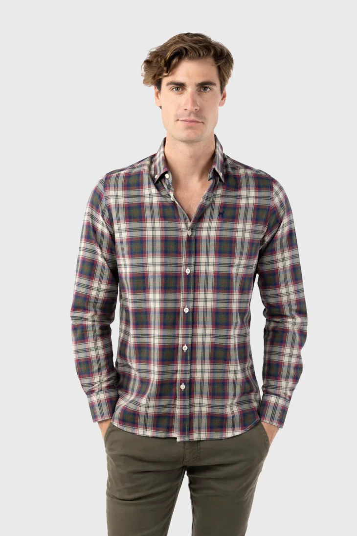CAMISA TARTÁN BURDEOS