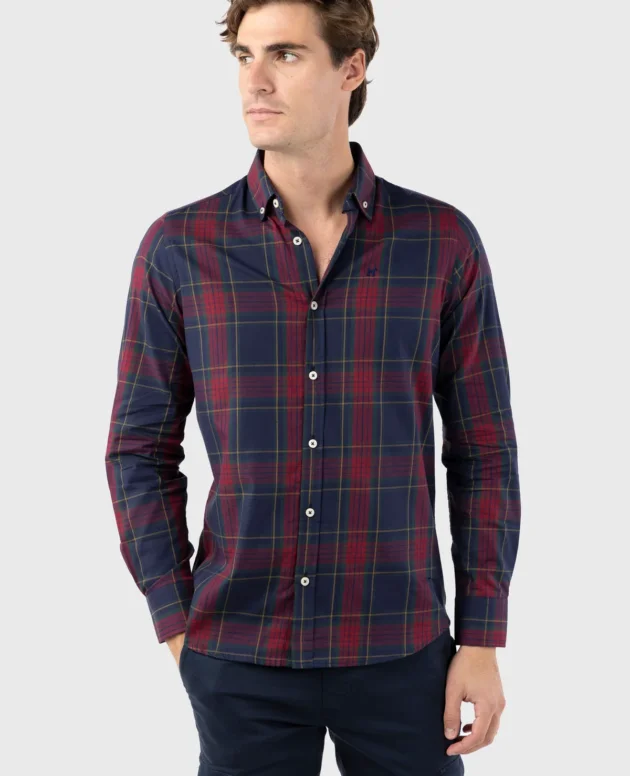 CAMISA TARTÁN MARINO ROJO