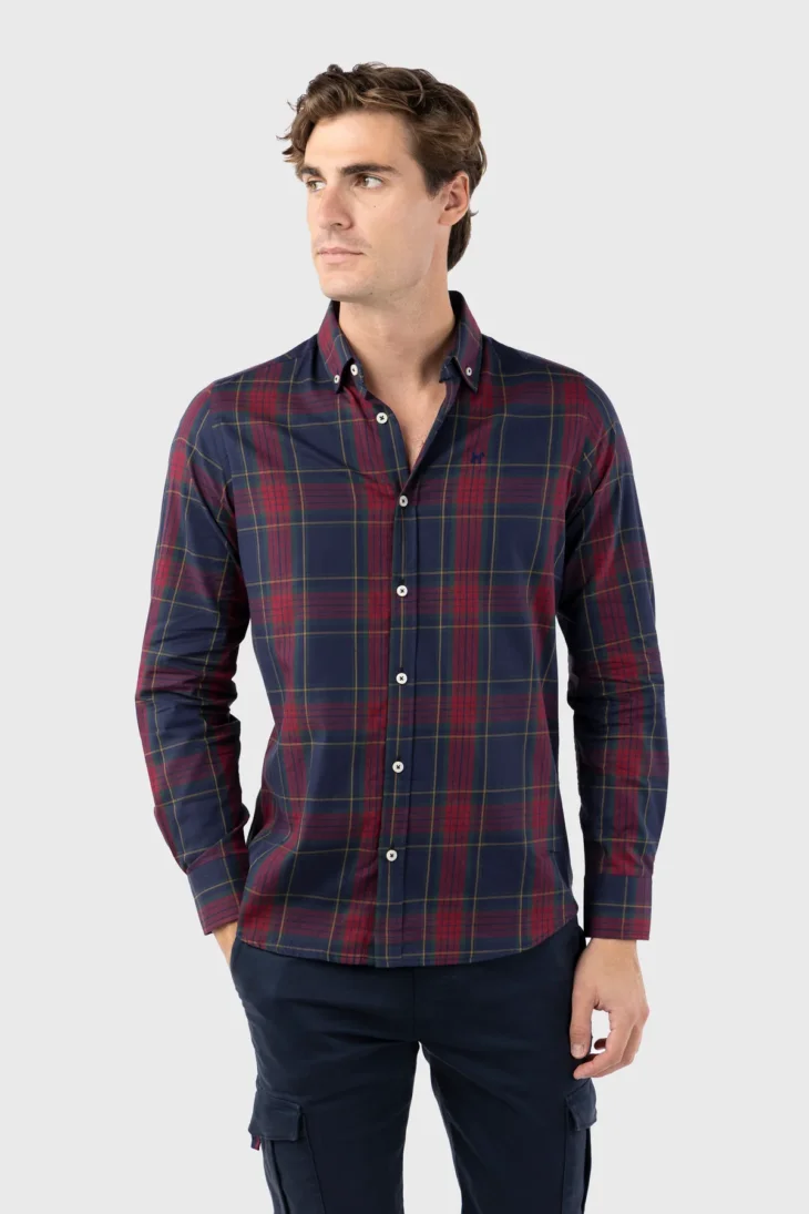 CAMISA TARTÁN MARINO ROJO