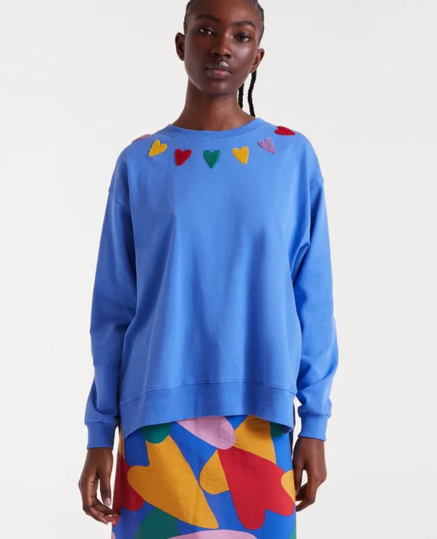 SUDADERA ALGODON CON BORDADO CORAZONES