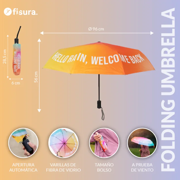 PARAGUAS PLEGABLE HELLO RAIN - Imagen 2