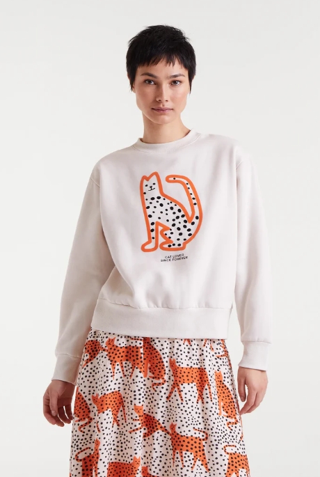 SUDADERA BLANCA CAT LOVER