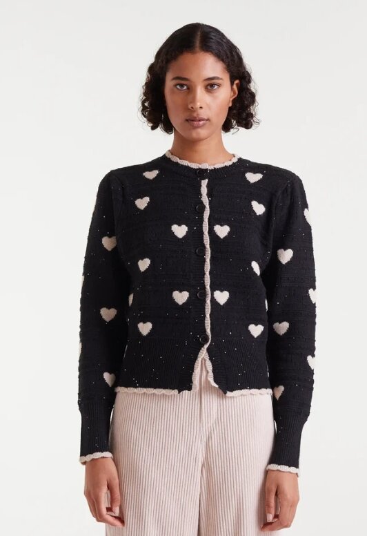 CARDIGAN JACQUARD EHITE HEARDS