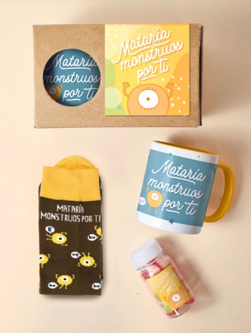 PACK TAZA MATARIA MOUNSTRUOS POR TI