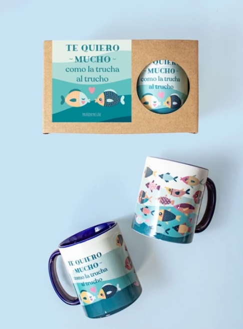 PACK 2 TAZAS TE QUIERO MUCHO COMO LA TRUCHA AL TRUCHO