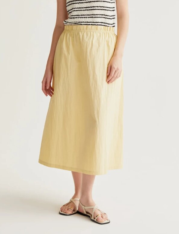 FALDA MIDI AMARILLO CLARO