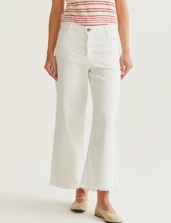 PANTALON VAQUERO BLANCO BAJO RAW-COUT