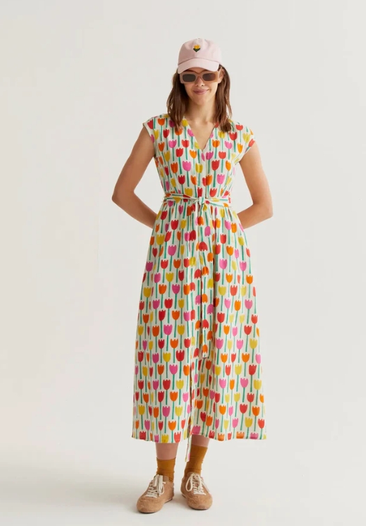 VESTIDO LARGO CON ESTAMPADO TULIPA