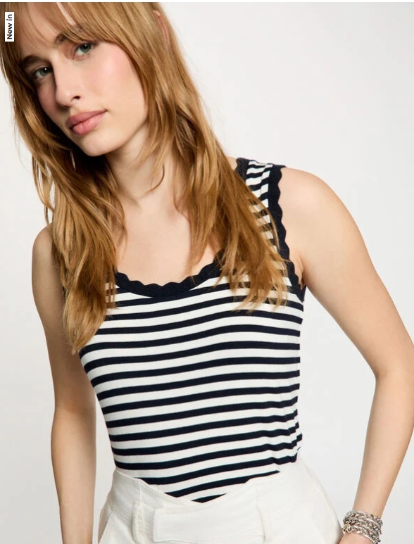 CAMISETA SIN MANGAS DE RAYAS AZUL