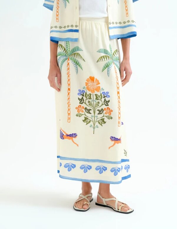FALDA LARGA ESTAMPADO PALM