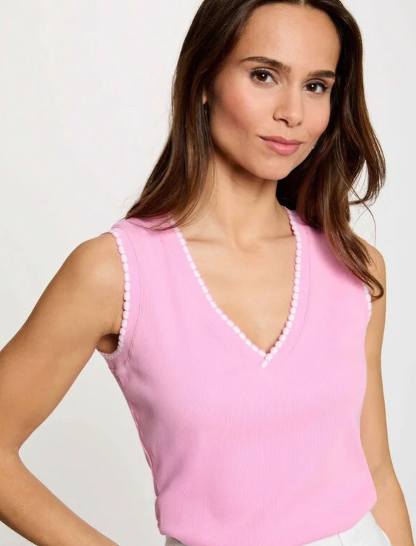 TOP SIN MANGA ROSA MUJER