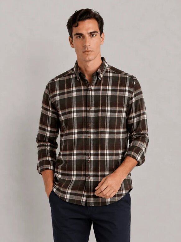 CAMISA DE FRANELA CUADROS VERDE REGULAR FIT