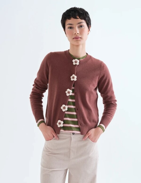 CARDIGAN PUNTO CON BOTONES FLORALES