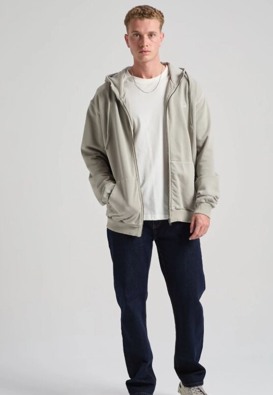 Essential Sunwashed Zip Hoodie Natural Gray