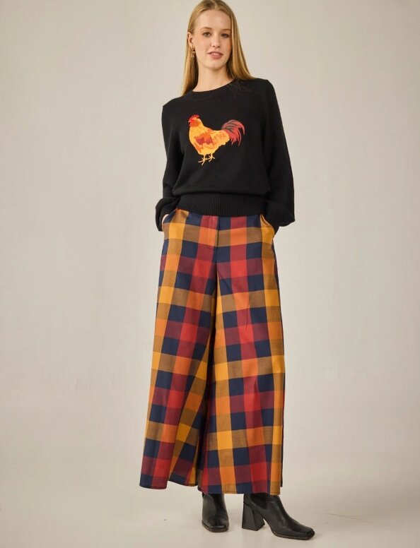 PANTALON CUADROS MOSTAZA