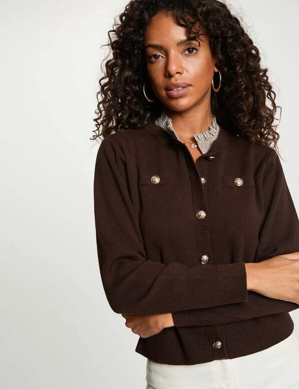 CARDIGAN CON BOTONES JOYA  MARRON