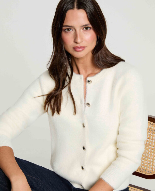 CARDIGAN DE PUNTO SUAVE MARFIL
