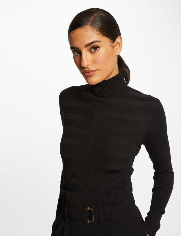 JERSEY DE CUELLO ALTO AJUSTADO NEGRO