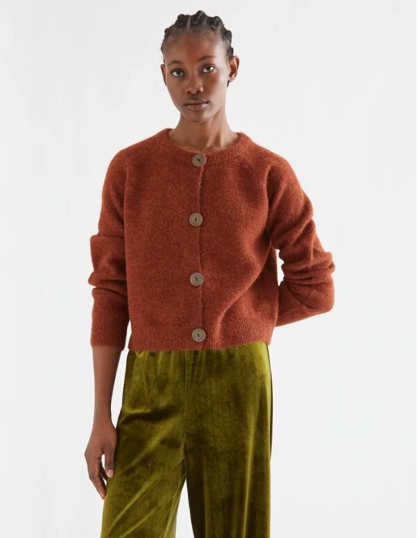 CARDIGAN PUNTO MEZCLA LANA MARRON
